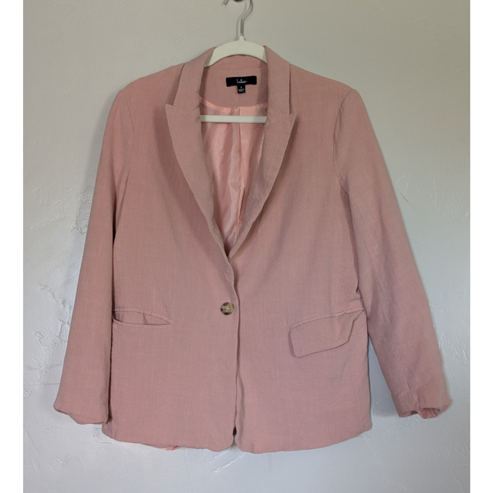 Lulus Blazer Womens Small Dusty Rose Pink Linen Blend‎ Single Breasted Preppy
